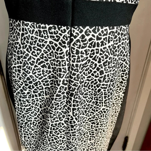 Adrianna Papell Leopard Animal Print Cocktail Dress Career Black White size 10 - Picture 10 of 14